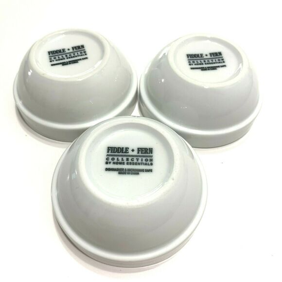 Fiddle & Fern Set of 3 Pieces White Porcelain Pinch Bowls 4.5 fl.oz / 133 ml New - Picture 4 of 14